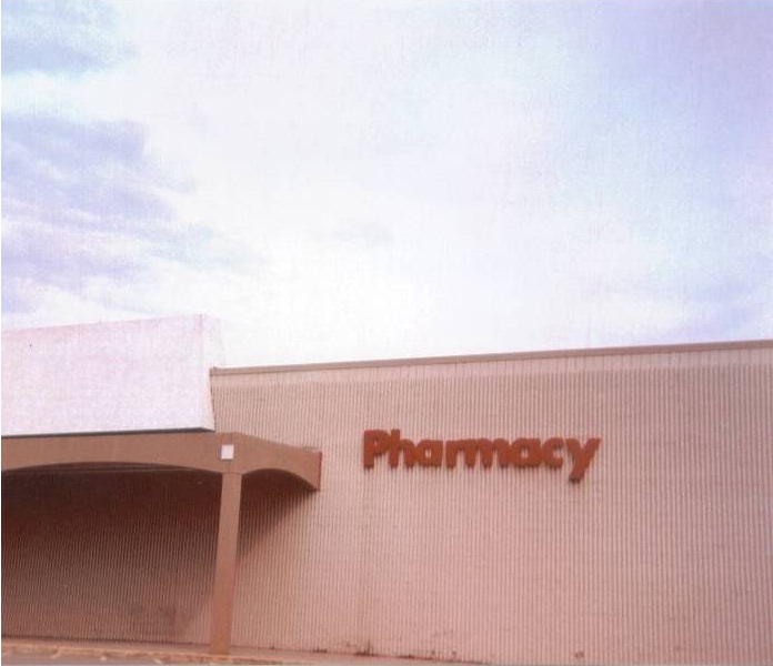 The front of a store with a pharmacy