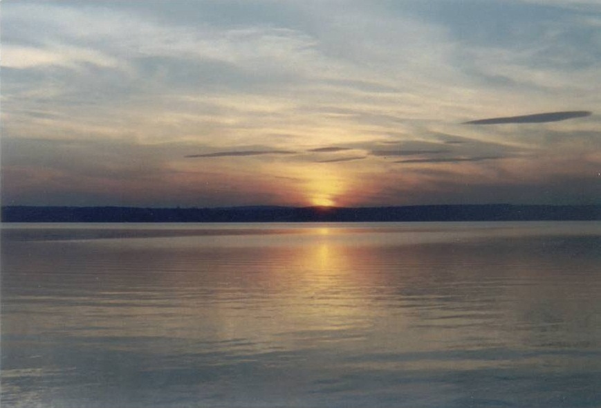 A sunset over the lake in Auburn, Maine